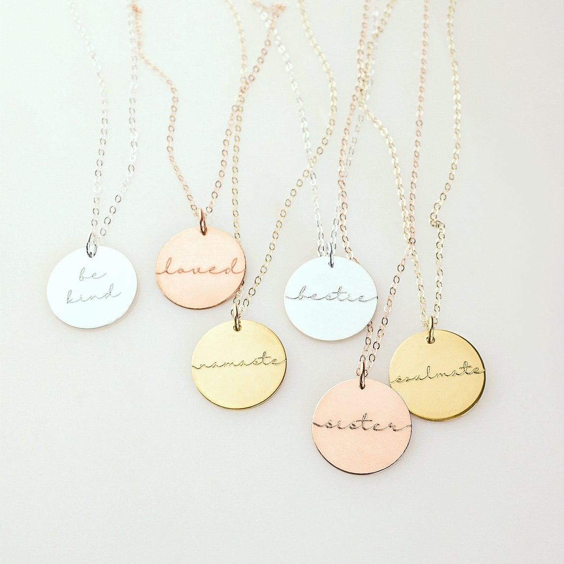 Engravable Monogram Disc Charm Necklace