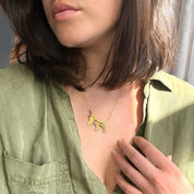 Footprint Charm Dangle Necklace with Engraved Kid's Names and Birthstones