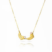 Footprint Charm Horizontal Connector Necklace with Engraved Kid's Names and Birthstones