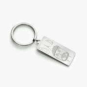 single rectangle keychain with child's drawing of dad engraved. Perfect father's day, mother's day, birthday, celebration or for any holiday