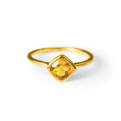 Diamond Shape Citrine Stacking Ring | November Birthstone, Custom diamond birthstone ring for mom, Sterling Silver, 18k Gold Vermeil Gemstone Ring