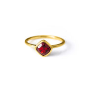 Diamond Shape Garnet Stacking Ring | January Birthstone, Custom diamond birthstone ring for mom, Sterling Silver, 18k Gold Vermeil Gemstone Ring