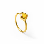 Diamond Shape Citrine Stacking Ring | November Birthstone, Custom diamond birthstone ring for mom, Sterling Silver, 18k Gold Vermeil Gemstone Ring
