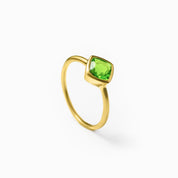 Diamond Shape Peridot Stacking Ring | August Birthstone, Custom diamond birthstone ring for mom, Sterling Silver, 18k Gold Vermeil Gemstone Ring