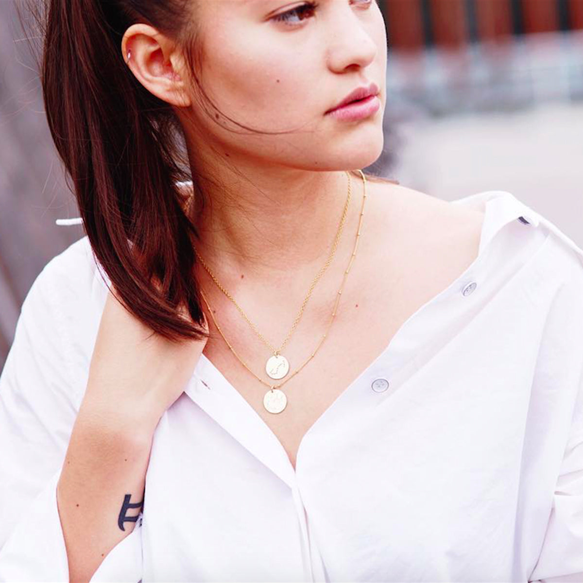 Gemini Constellation Necklace with Monogram Engraving on Back
