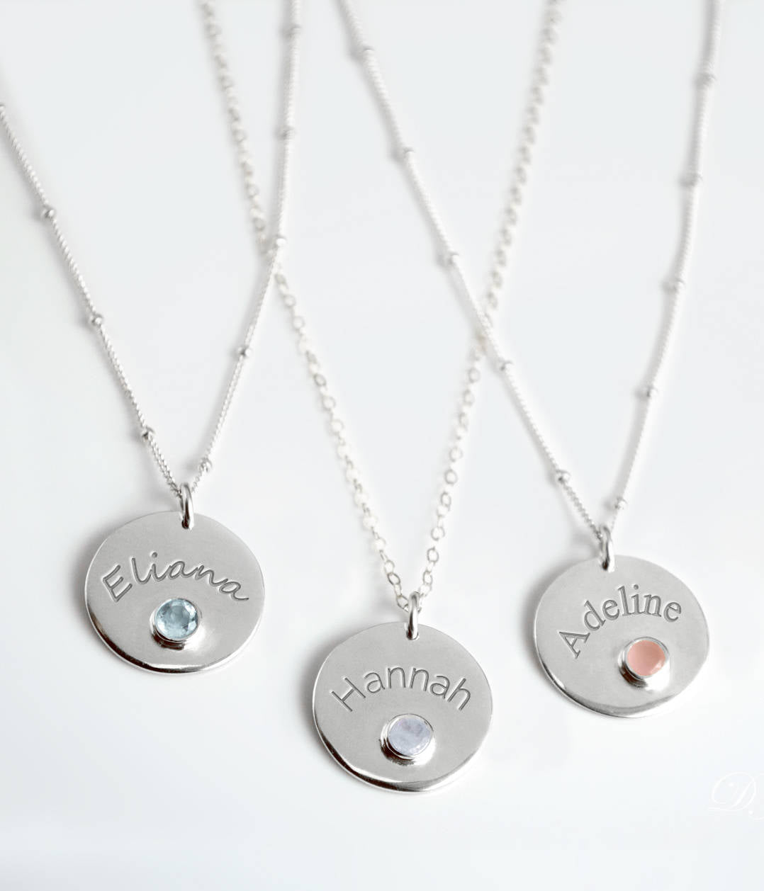 December Engraved Disk Pendant Necklace