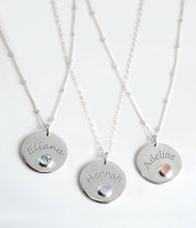 December Engraved Disk Pendant Necklace