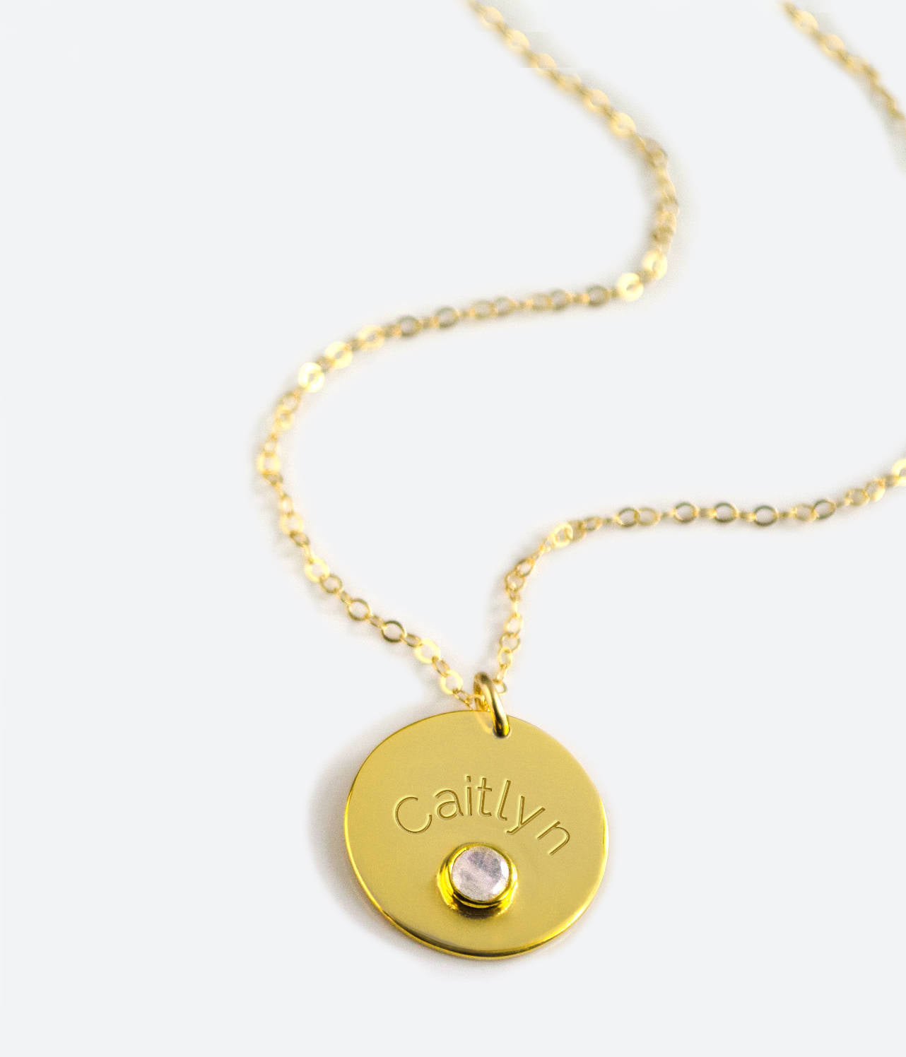 January Engraved Disk Pendant Necklace