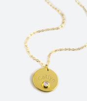 January Engraved Disk Pendant Necklace