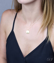 June Engraved Disk Pendant Necklace