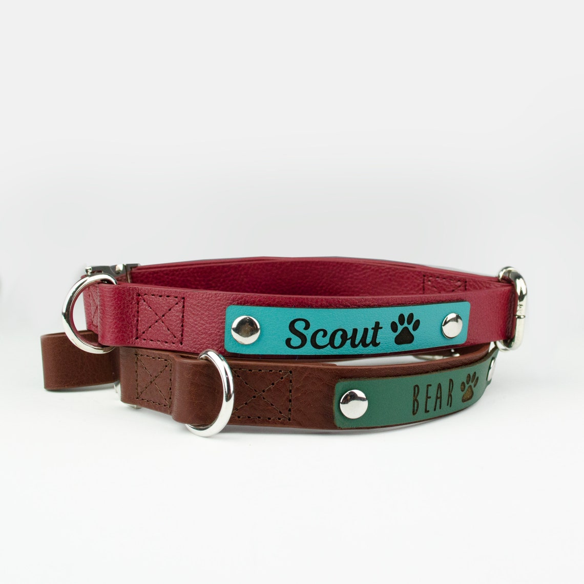 Personalized Dog Collar Brown, Brown Leather Dog Collar