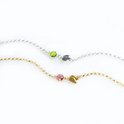Gold or Silver Birthstone Bracelet Personalized Leaf Charms