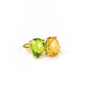 Dual Birthstone Teardrop Ring, Mother's Ring or Couple's Ring