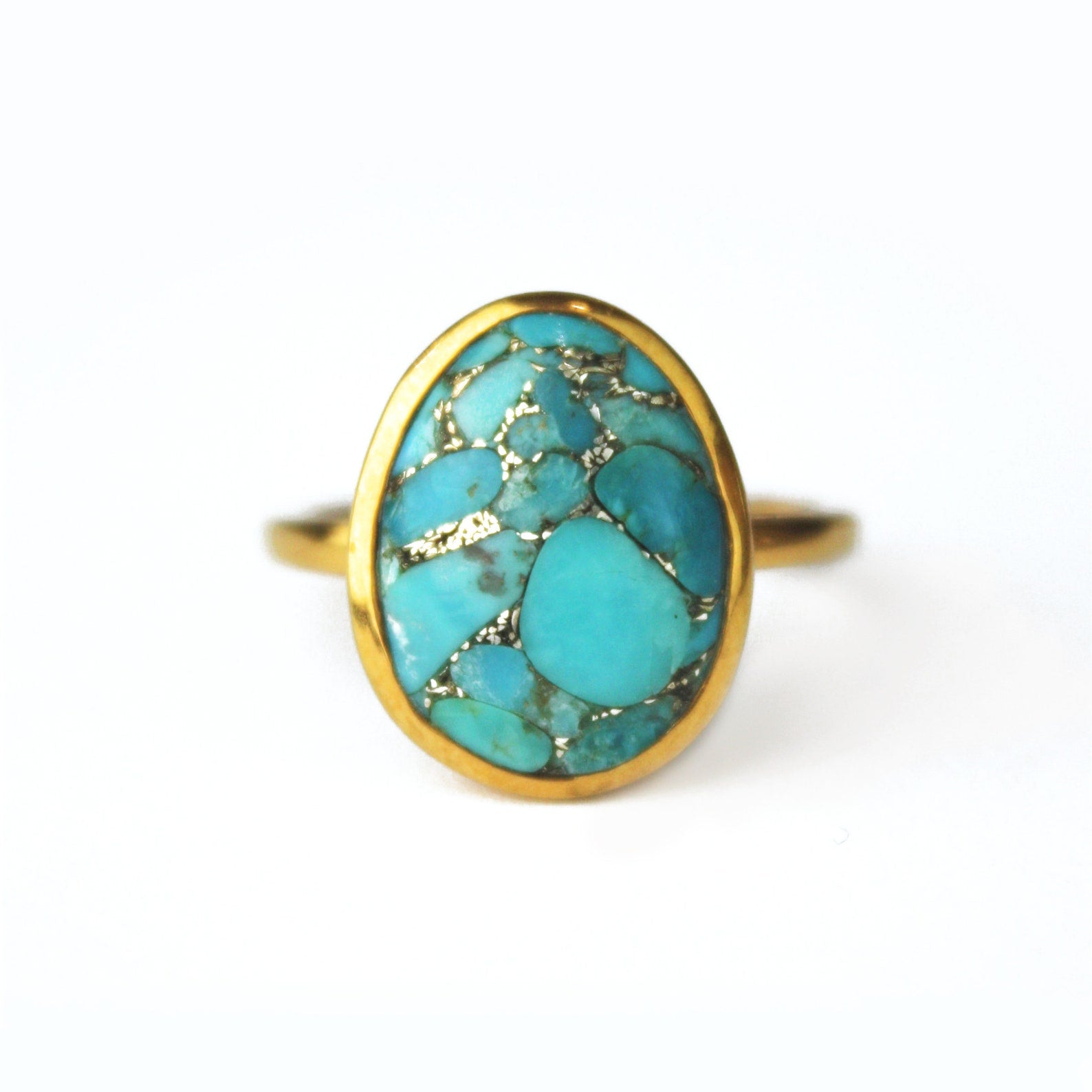 Women's .925 Sterling Silver Fancy Oval Simulated Turquoise Ring