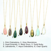 Emerald Elongated Teardrop Pendant Necklace