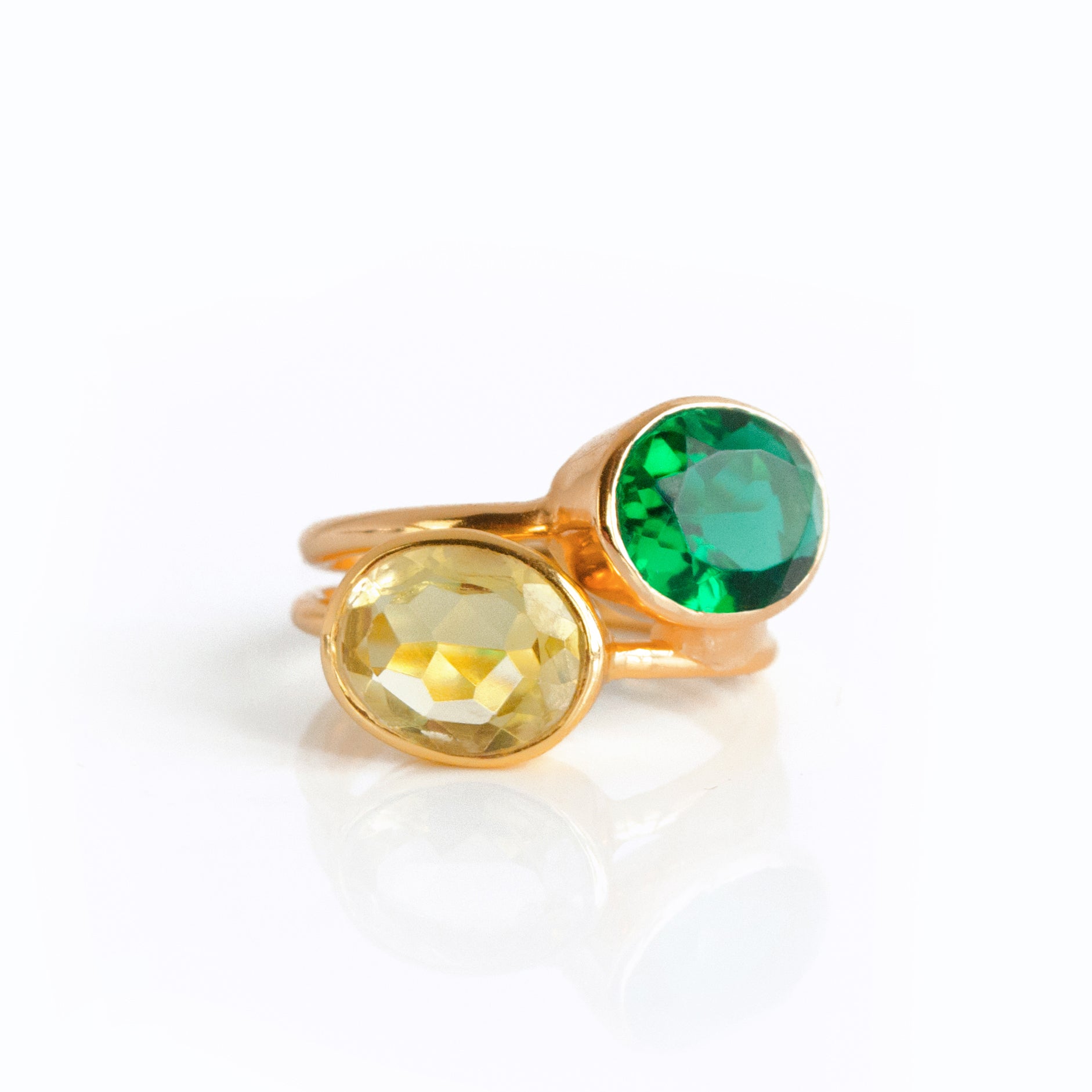 Lemon Quartz Oval Bezel Set Ring