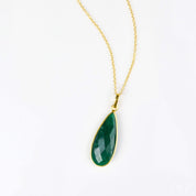 Emerald Elongated Teardrop Pendant Necklace