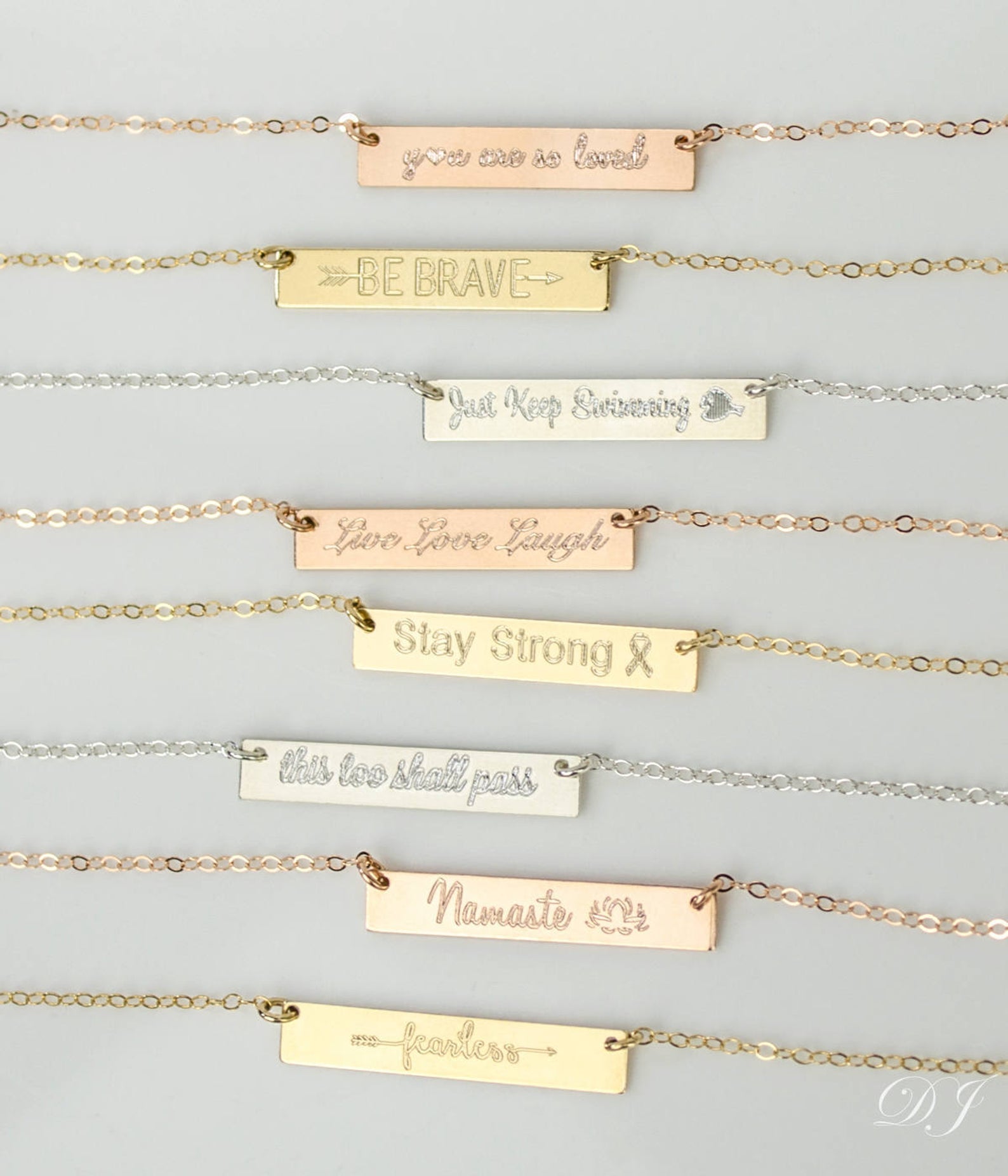 Fearless Necklace - Silver, Gold or Rose Gold Bar Necklace