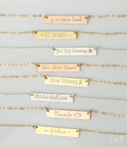 Fearless Necklace - Silver, Gold or Rose Gold Bar Necklace