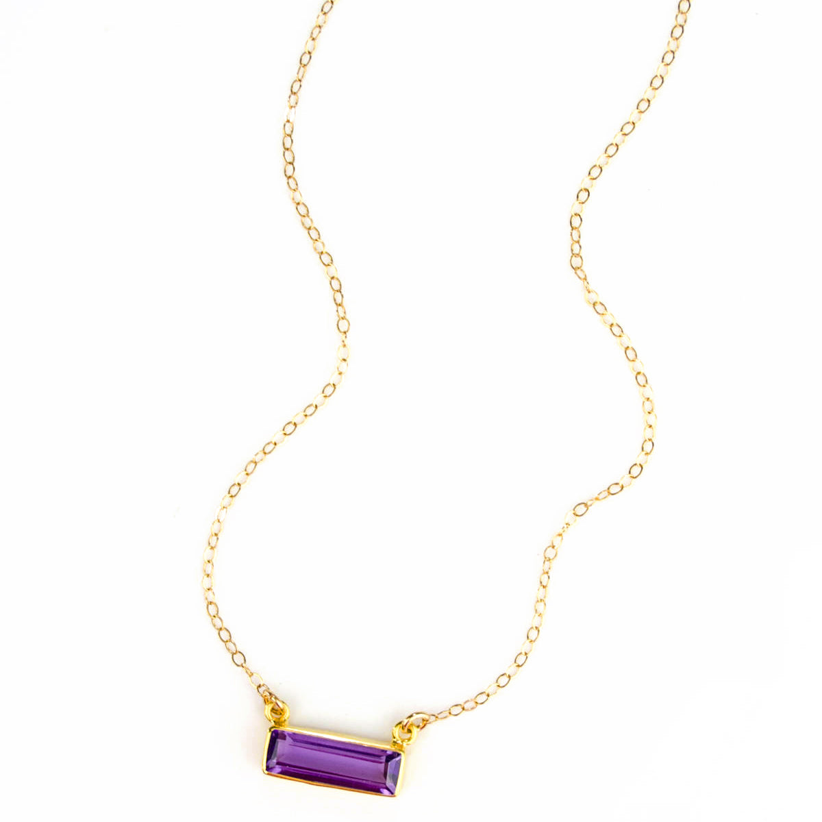 Purple Amethyst Bar Necklace February Birthstone Adira Series
