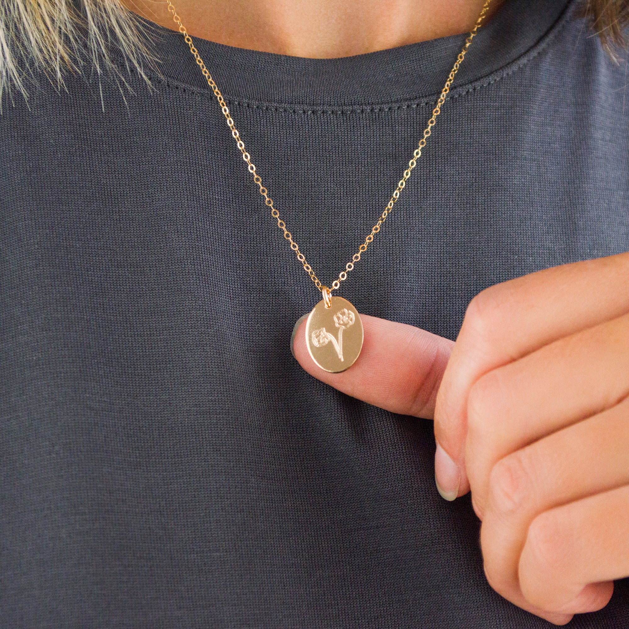 Personalized Birth Flower Necklace, 925 Sterling Silver or 14k Gold Filled, Custom Engraved Christmas Gift for Her, Unique Birthday Gift for Girls, Dainty Minimalist Layering Necklace, Trendy Gift Her