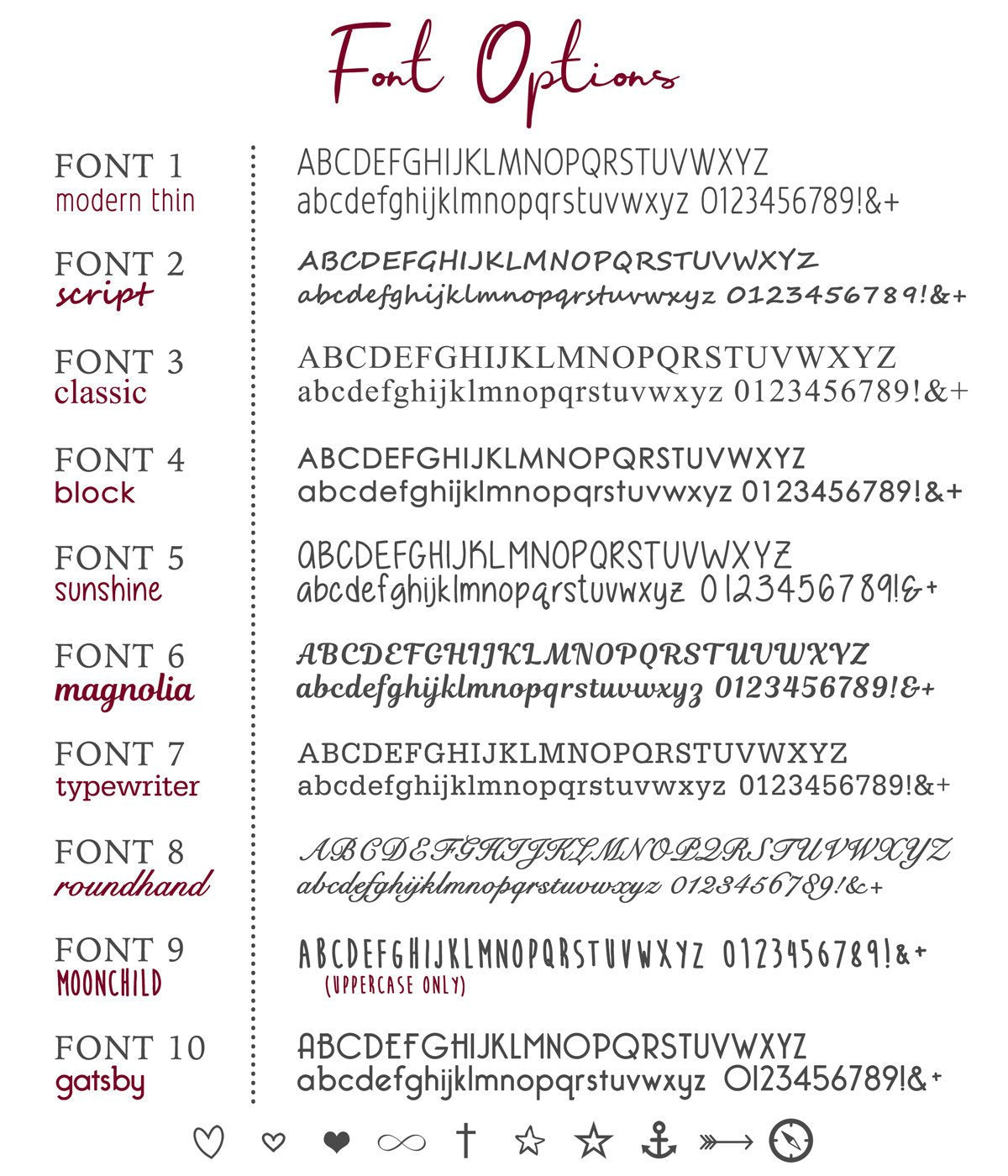Choose from a variety of fun and stylish font options to engrave your pets name, quote, or special dates!
