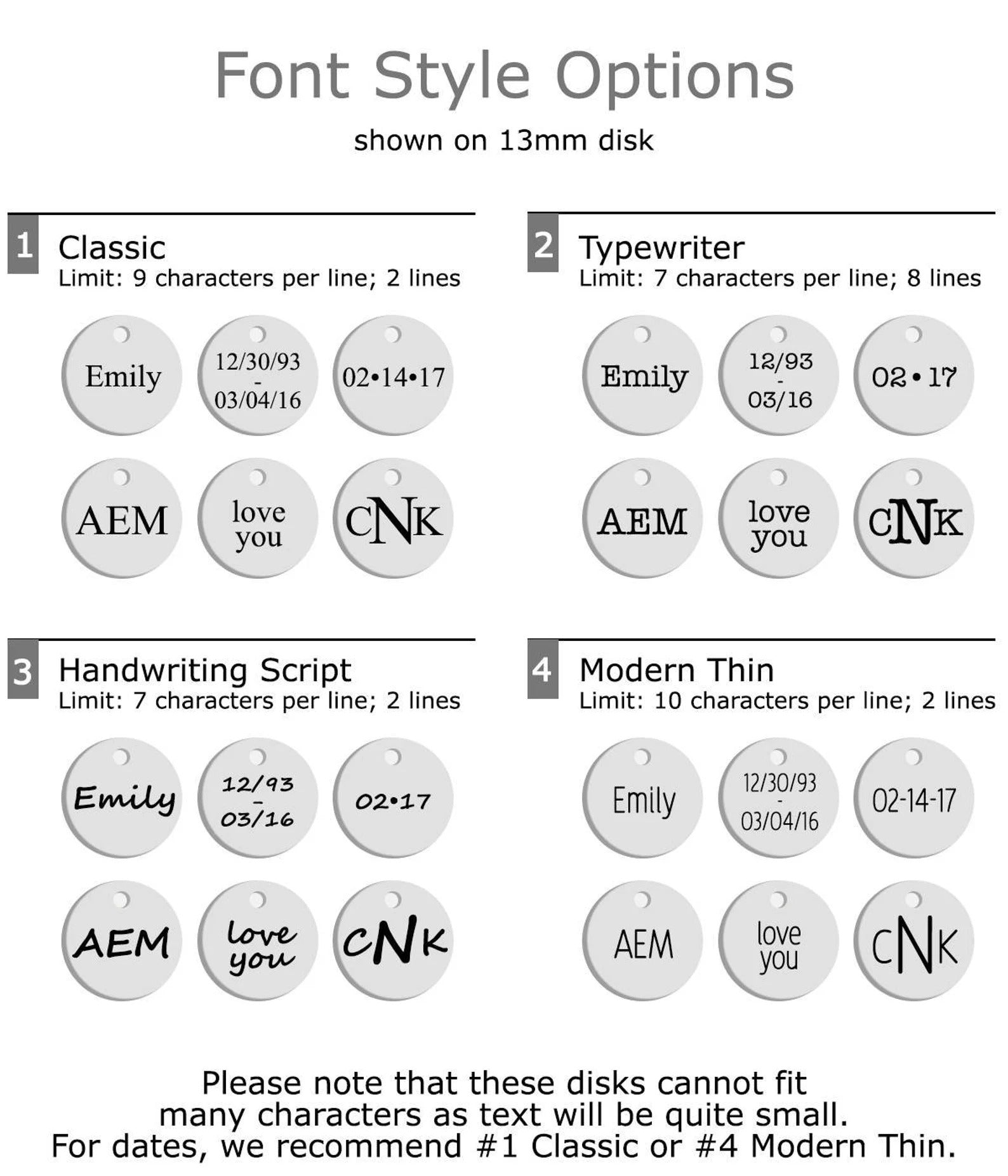 Font options for custom engraved state map necklace
