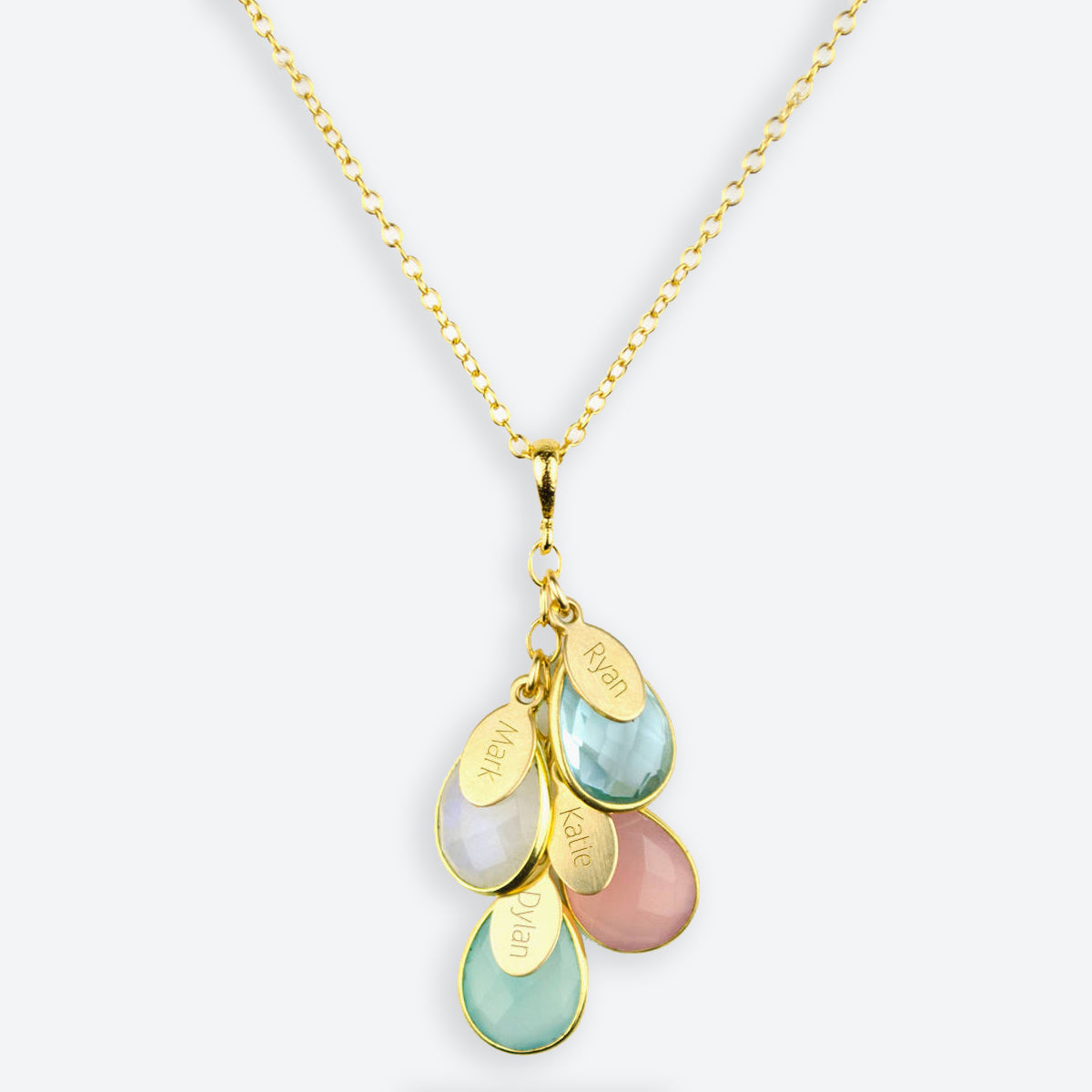 Engraved Name with Teardrop Birthstone Mother s Necklace Danique