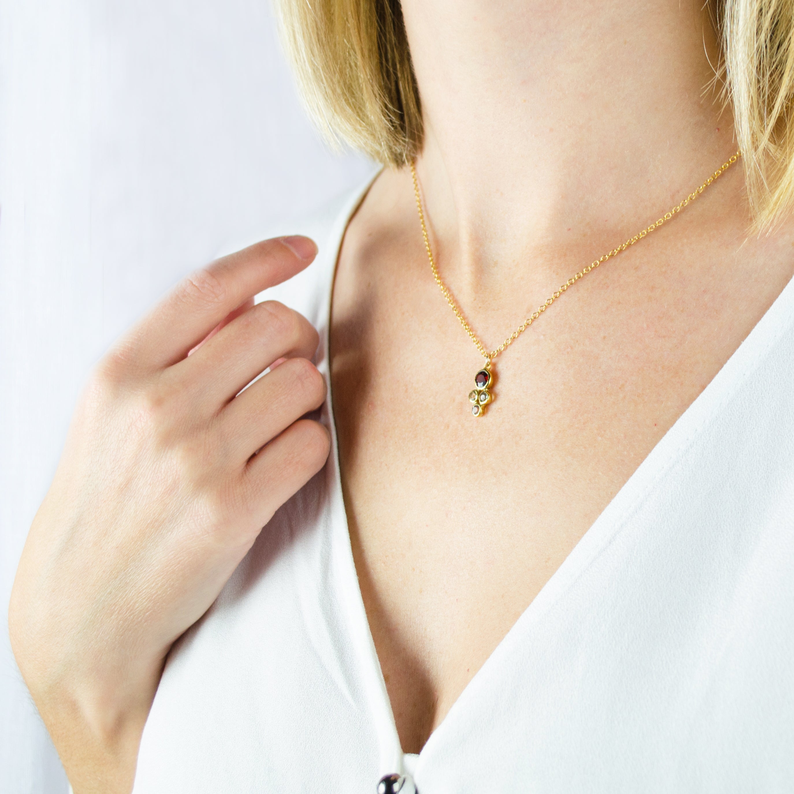 Tiny Cluster Birthstone Necklace for Mom : Available in All Birthstones