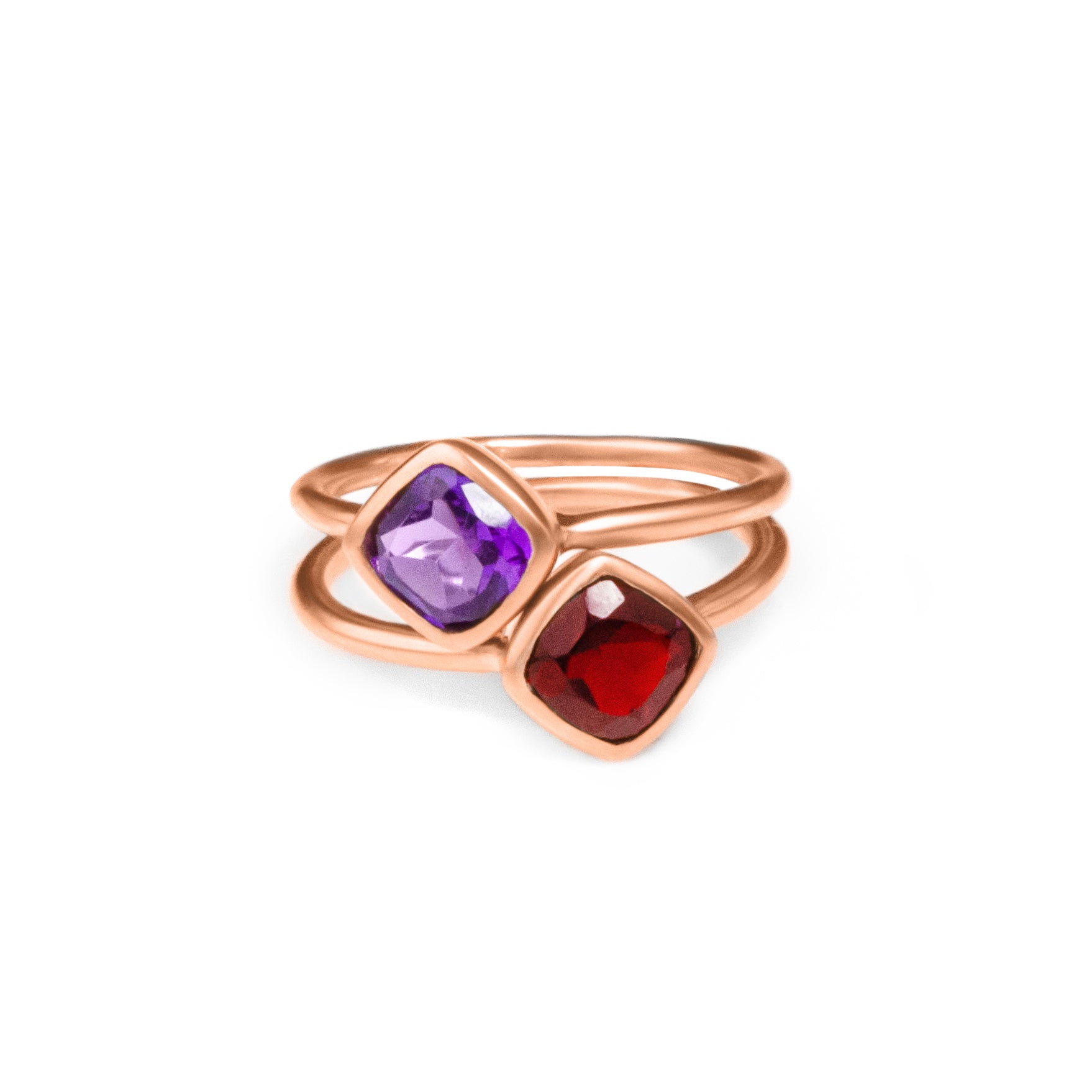 Diamond Shape Garnet Stacking Ring | January Birthstone, Custom diamond birthstone ring for mom, Sterling Silver, 18k Gold Vermeil Gemstone Ring