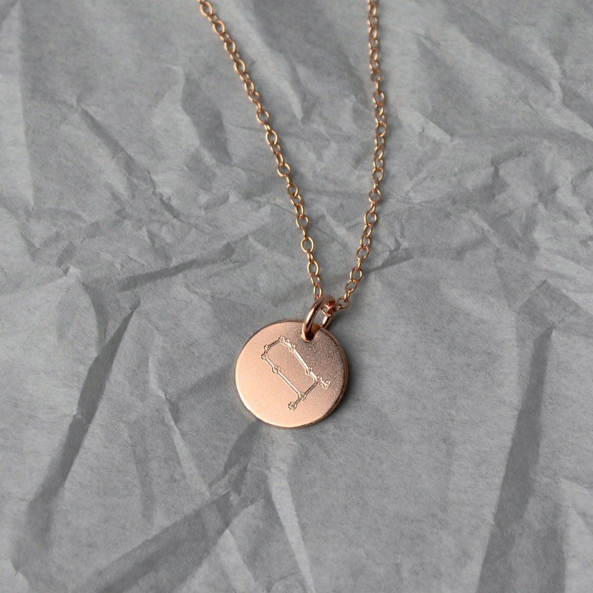 Gemini Constellation Necklace with Monogram Engraving on Back