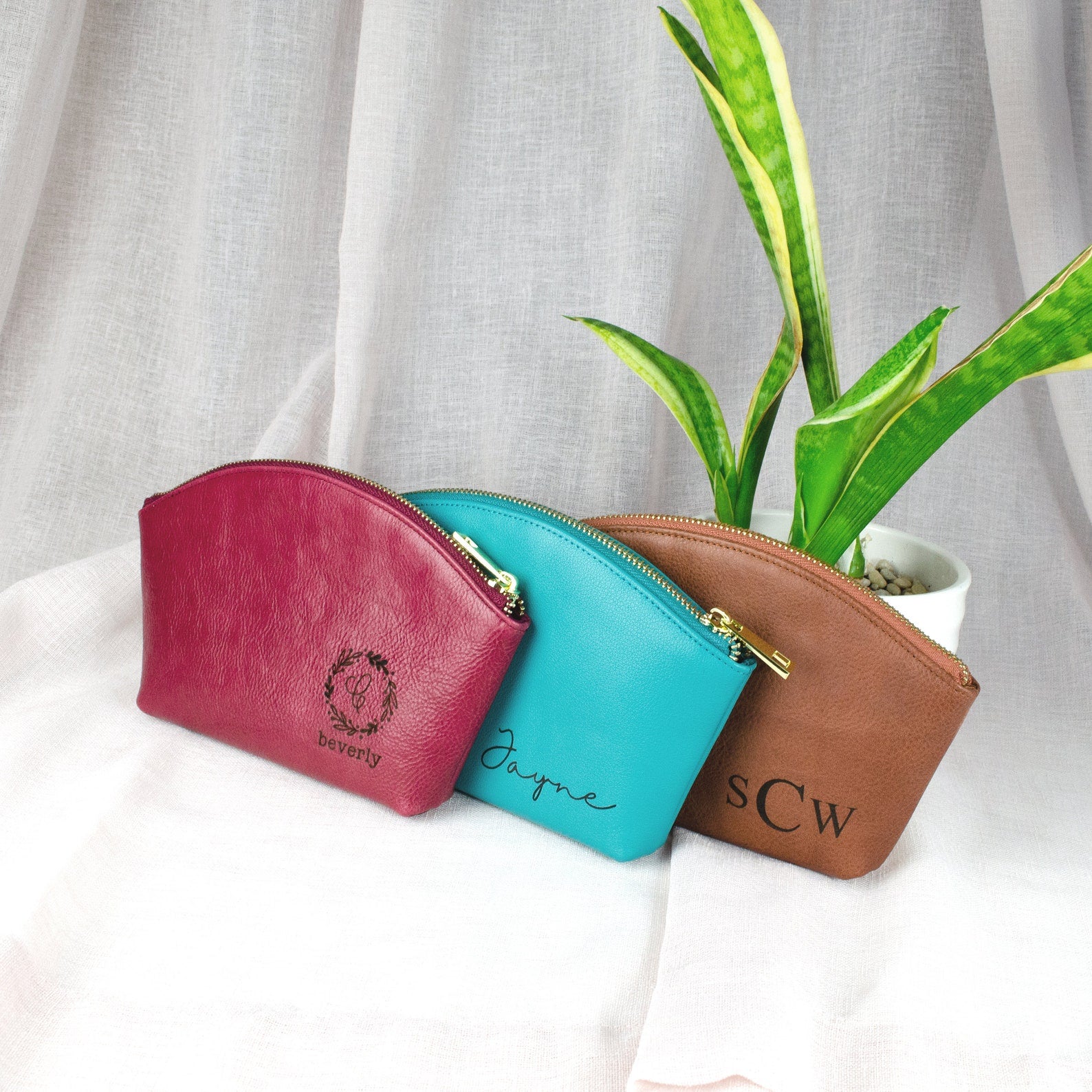 Leather sales vanity bag