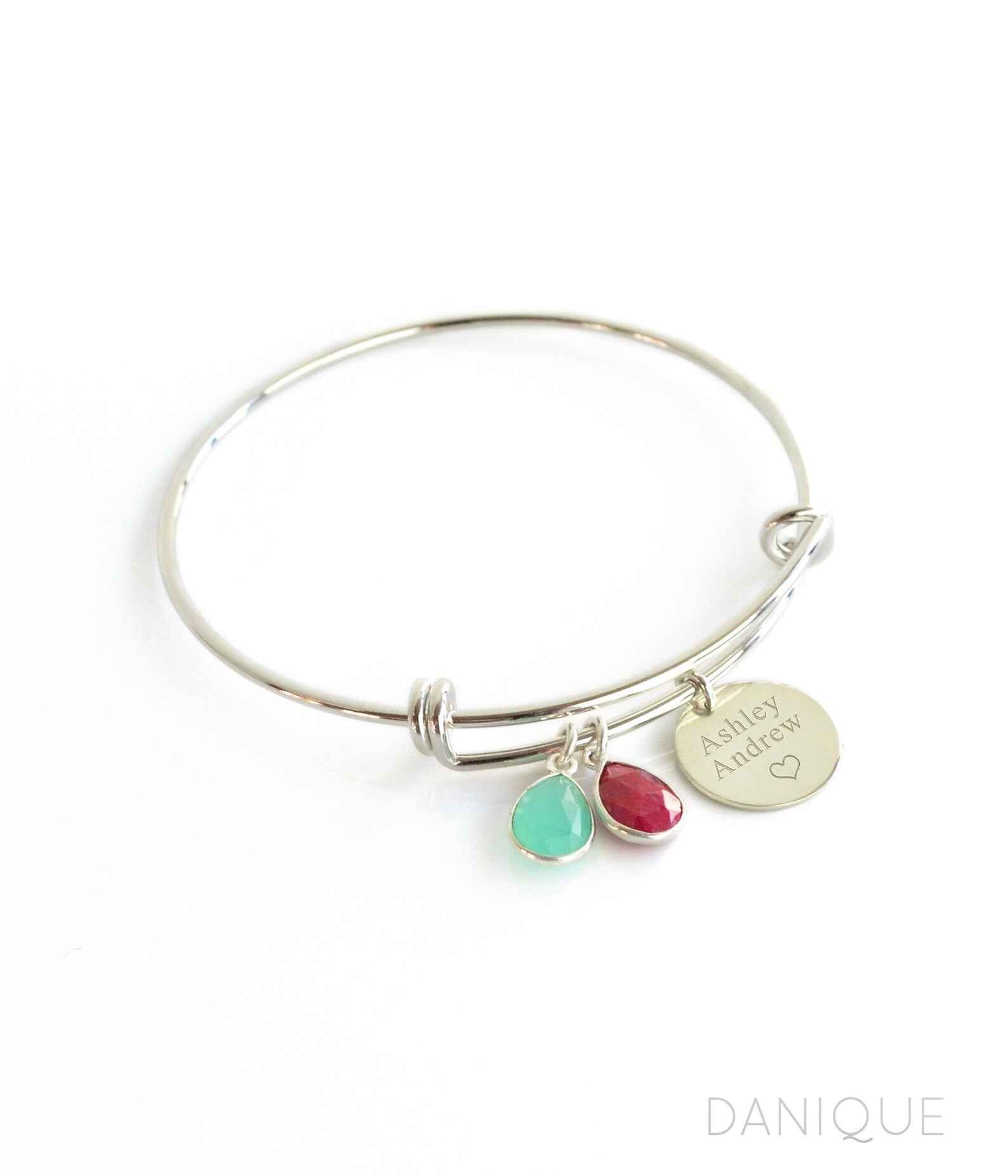 Personalized Mothers Bracelet with Birthstone Charms and Mama Disc Charm