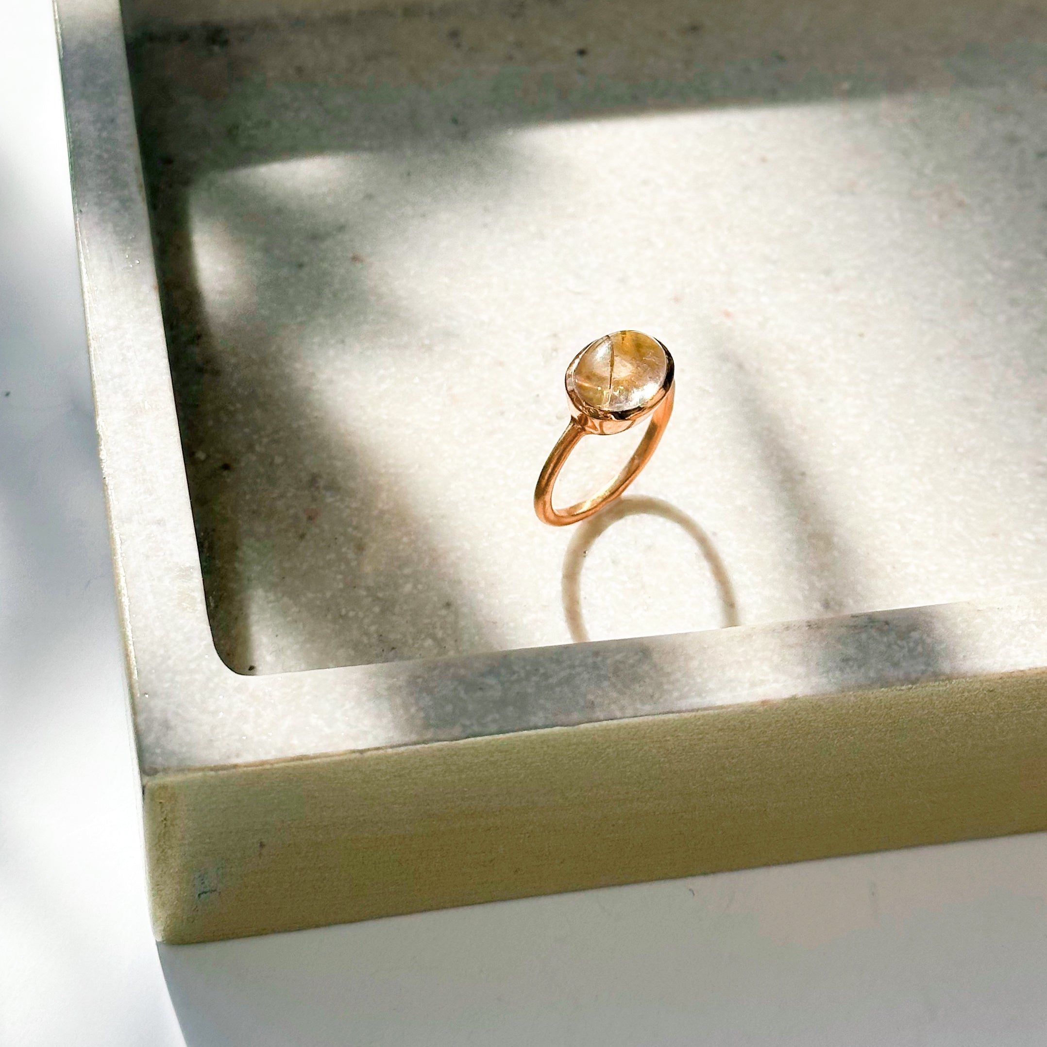 Golden Rutilated  Quartz Oval Bezel Ring