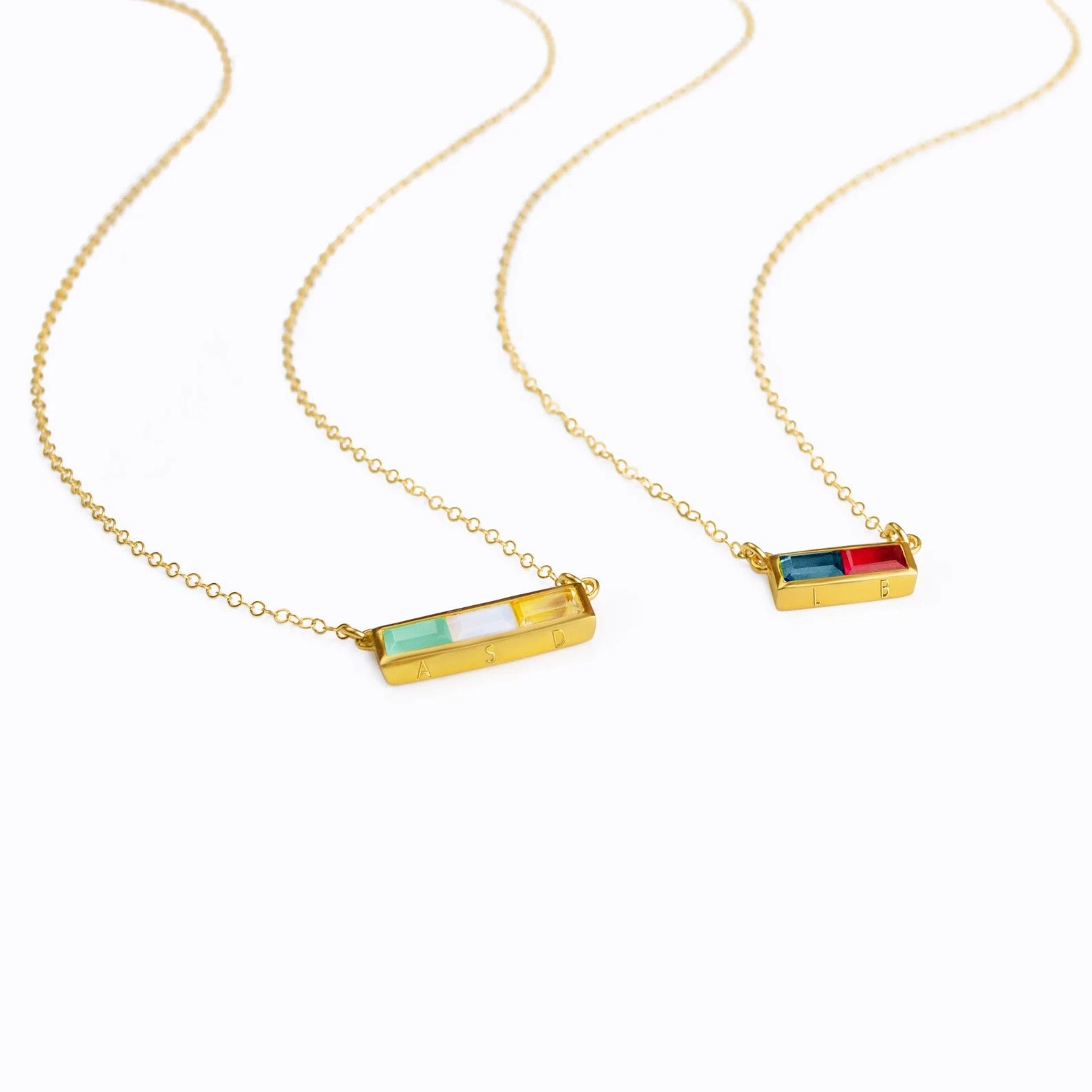 Engraved Gold Horizontal Bar Necklace with Birthstone – Be Monogrammed