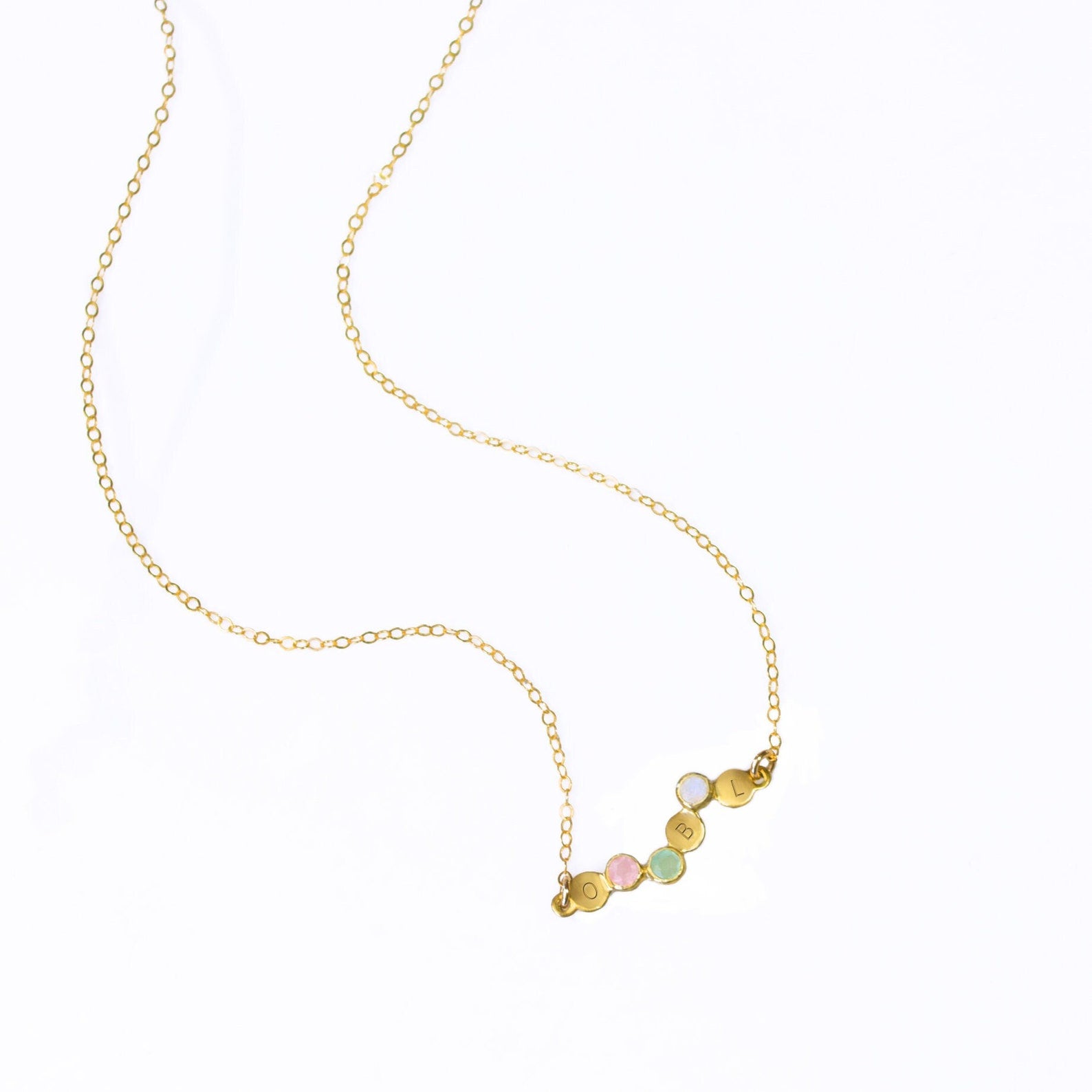 Cherished Connections Birthstone and Initial Necklace Horizontal Connector Pendant