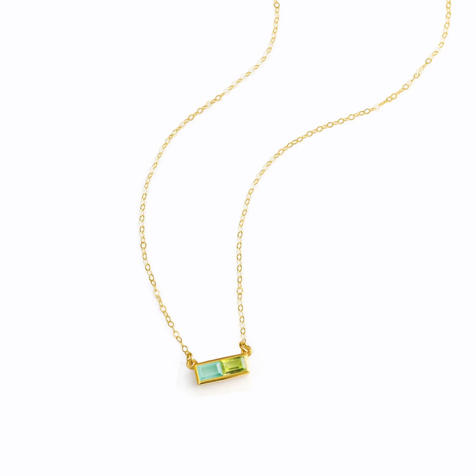 Custom Multi-Birthstone Horizontal Bar Necklace