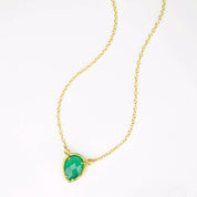 Green Onyx Upside Down Teardrop Station Necklace