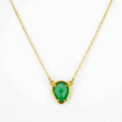 Green Onyx Upside Down Teardrop Station Necklace