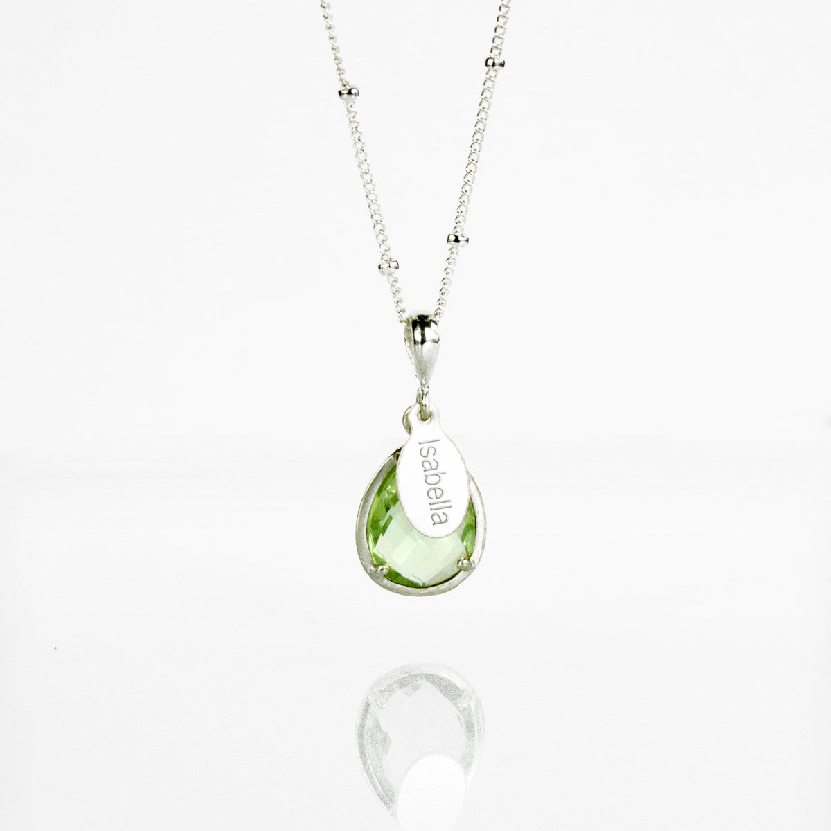 February Birthstone & Name Necklace : Green Amethyst