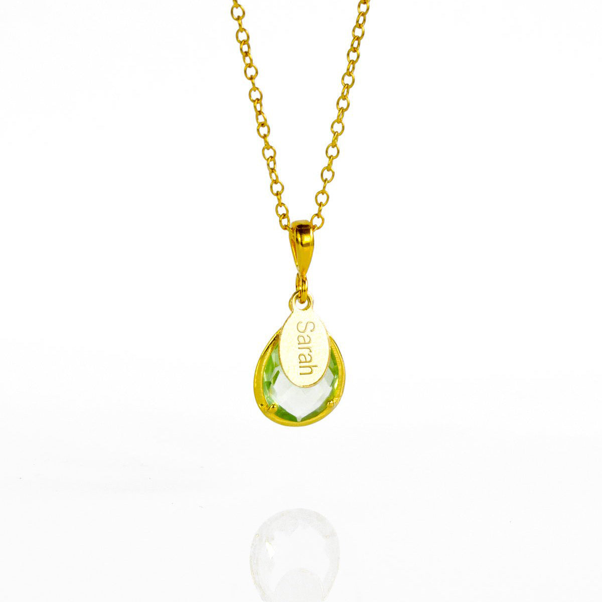 February Birthstone & Name Necklace : Green Amethyst