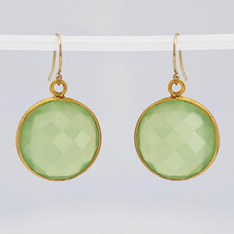 Green Chalcedony large round Vermeil Gold or Sterling Silver bezel set -  Danique Jewelry
