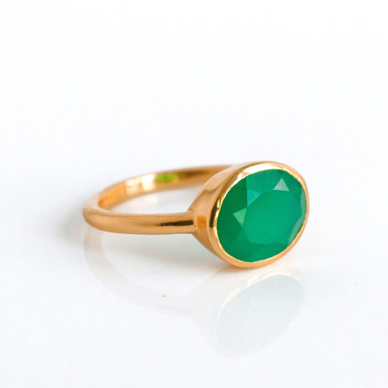 Green Onyx Oval Ring May Birthstone – Danique Jewelry