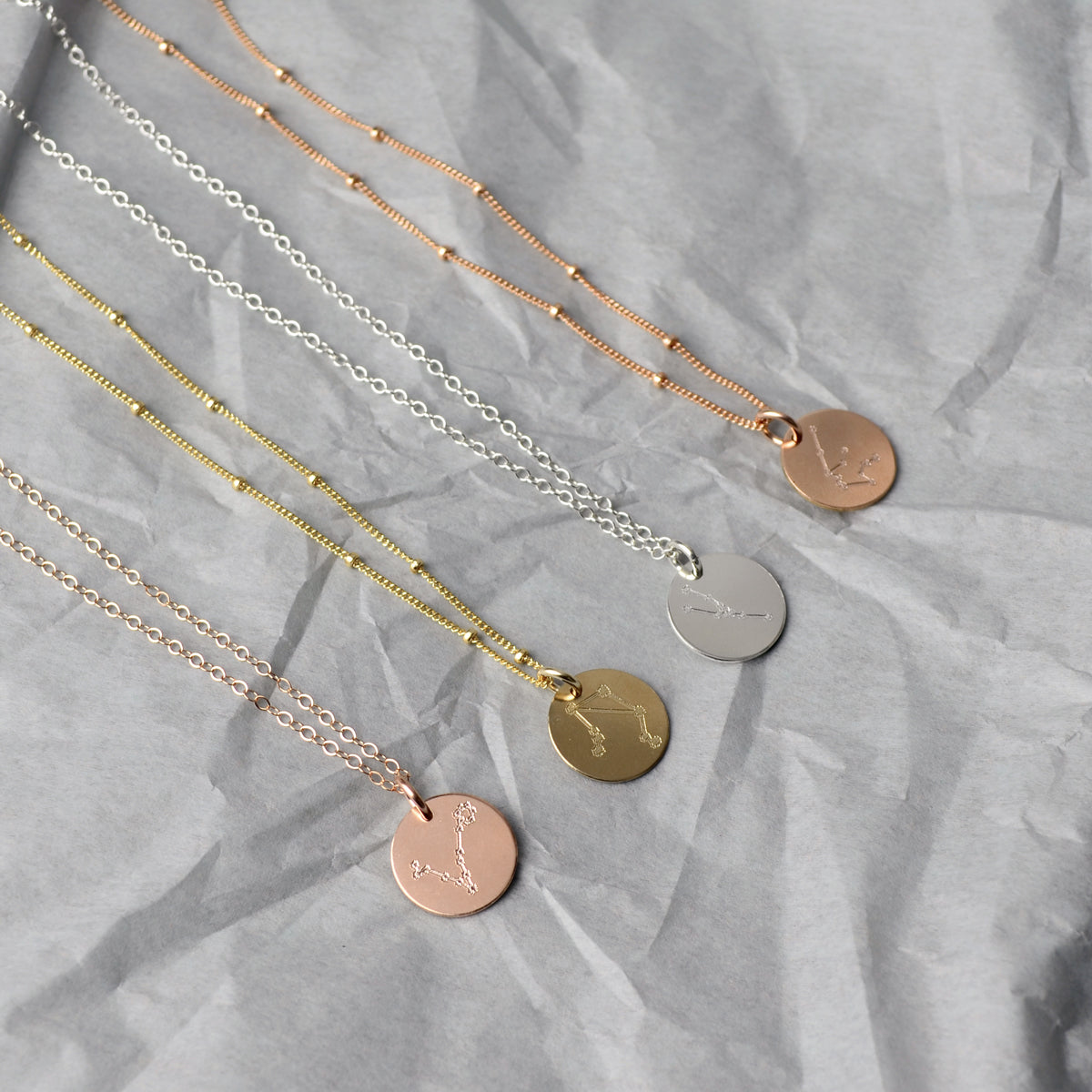 Pisces Constellation Necklace with Monogram Engraving on Back