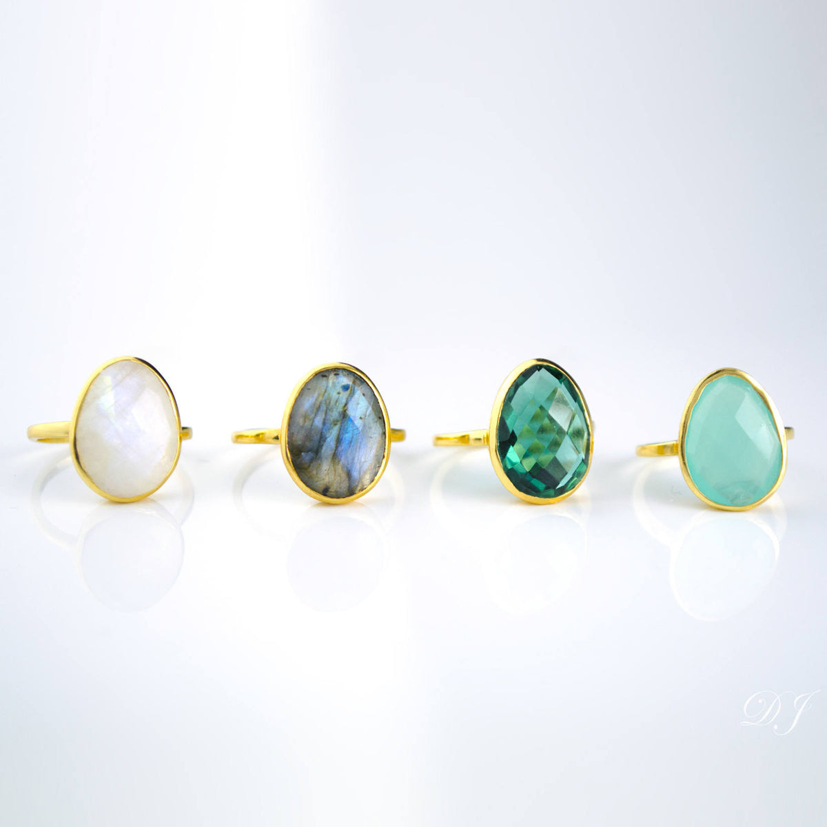 Rainbow Moonstone Teardrop Oval Ring