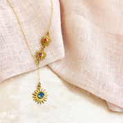 handmadebirthstonejewelrygoldsunburstcharmbirthstonenecklacegiftformomgiftforher