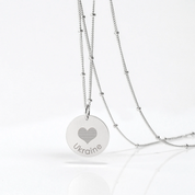 Personalized Pray for Ukraine Disc Pendant Necklace