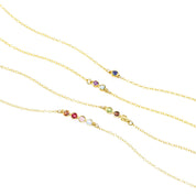 Horizontal minimalist birthstone bar necklaces in sterling silver and gold, featuring up to six gemstones representing family members or loved ones. This dainty bar pendant design is perfect for everyday layering or gifting as a meaningful Mother’s Day necklace, birthday present for mom, or anniversary keepsake. Customizable with personalized birthstones in all months, this elegant jewelry piece makes a timeless heirloom for women who love minimal and modern style.