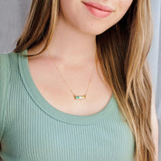 Custom Multi-Birthstone Horizontal Bar Necklace