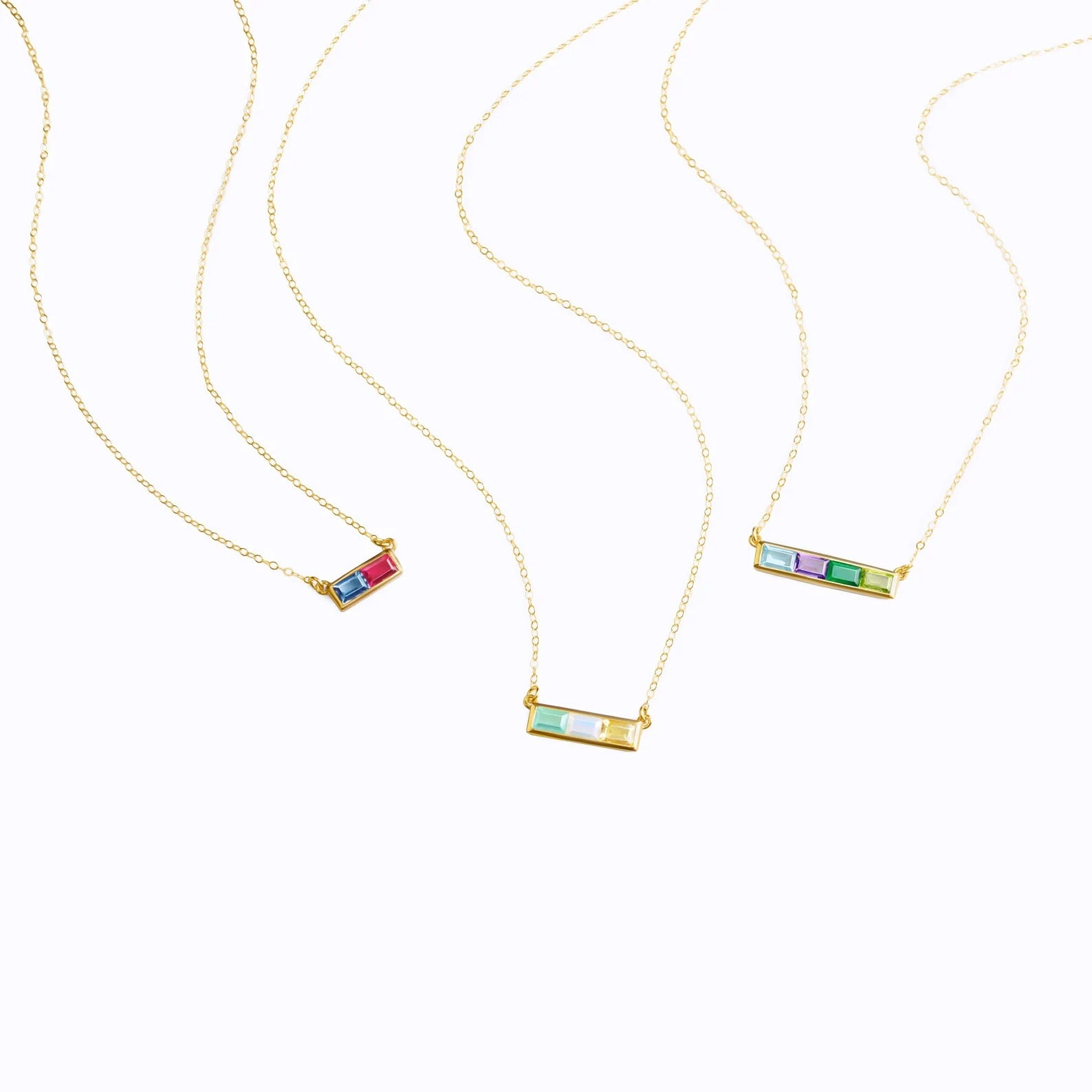 Multiple Birthstone Necklace (10K Gold, Vertical) - Talisa Jewelry